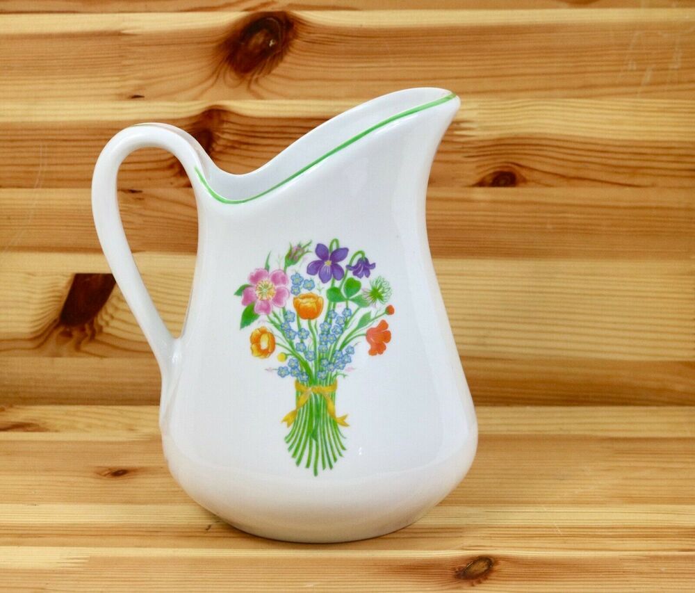 Vintage Pillivuyt France "Fleurs et Rubans" Betty St. John Pitcher China Pottery